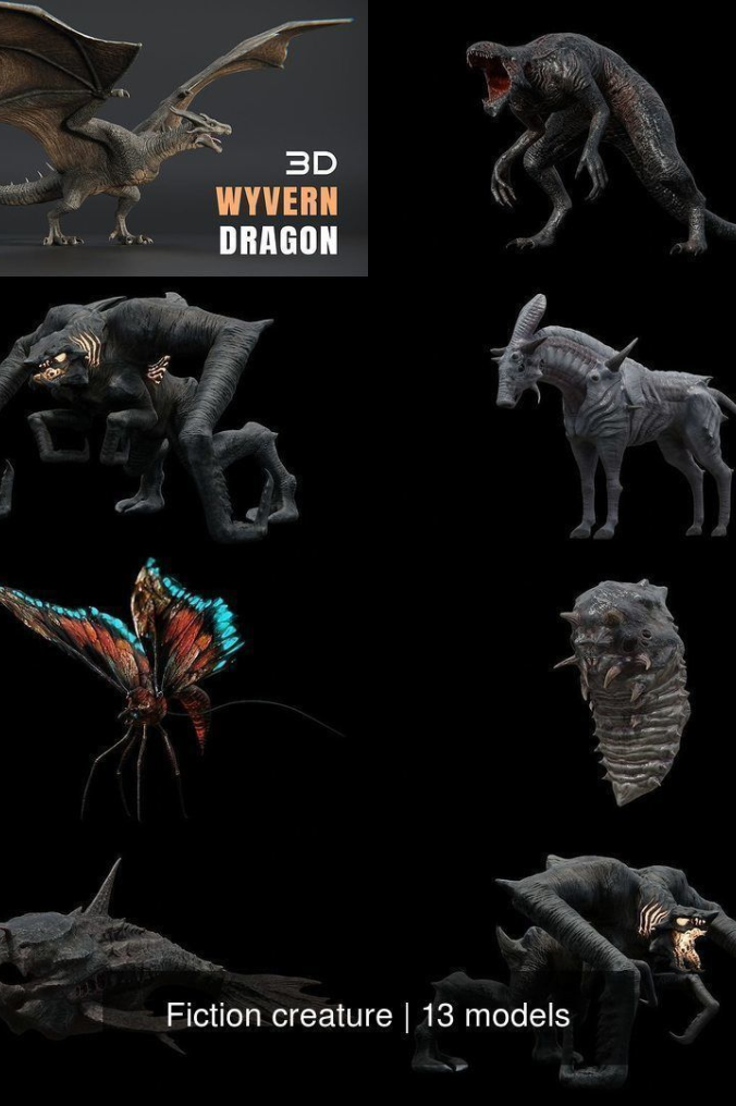虚构生物 VR/AR/低多边形3D模型资产Fiction creature (15.4 GB)