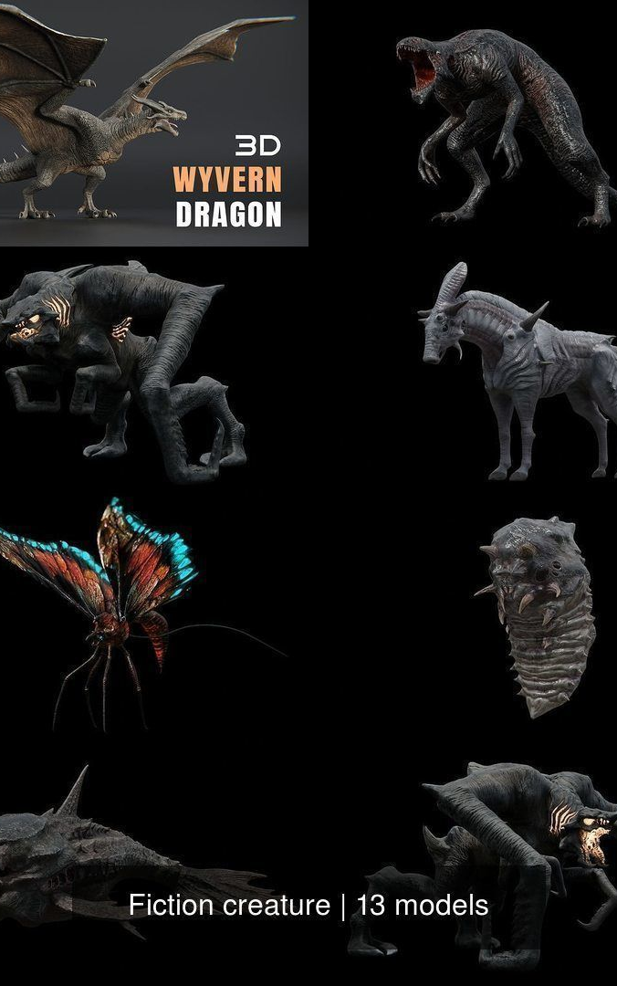 虚构生物 VR/AR/低多边形3D模型资产Fiction creature (15.4 GB)