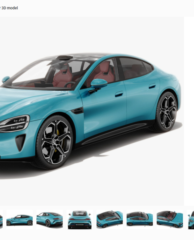 🚗小米su7高精度资产模型团购资产Xiaomi SU7 2024 with interior